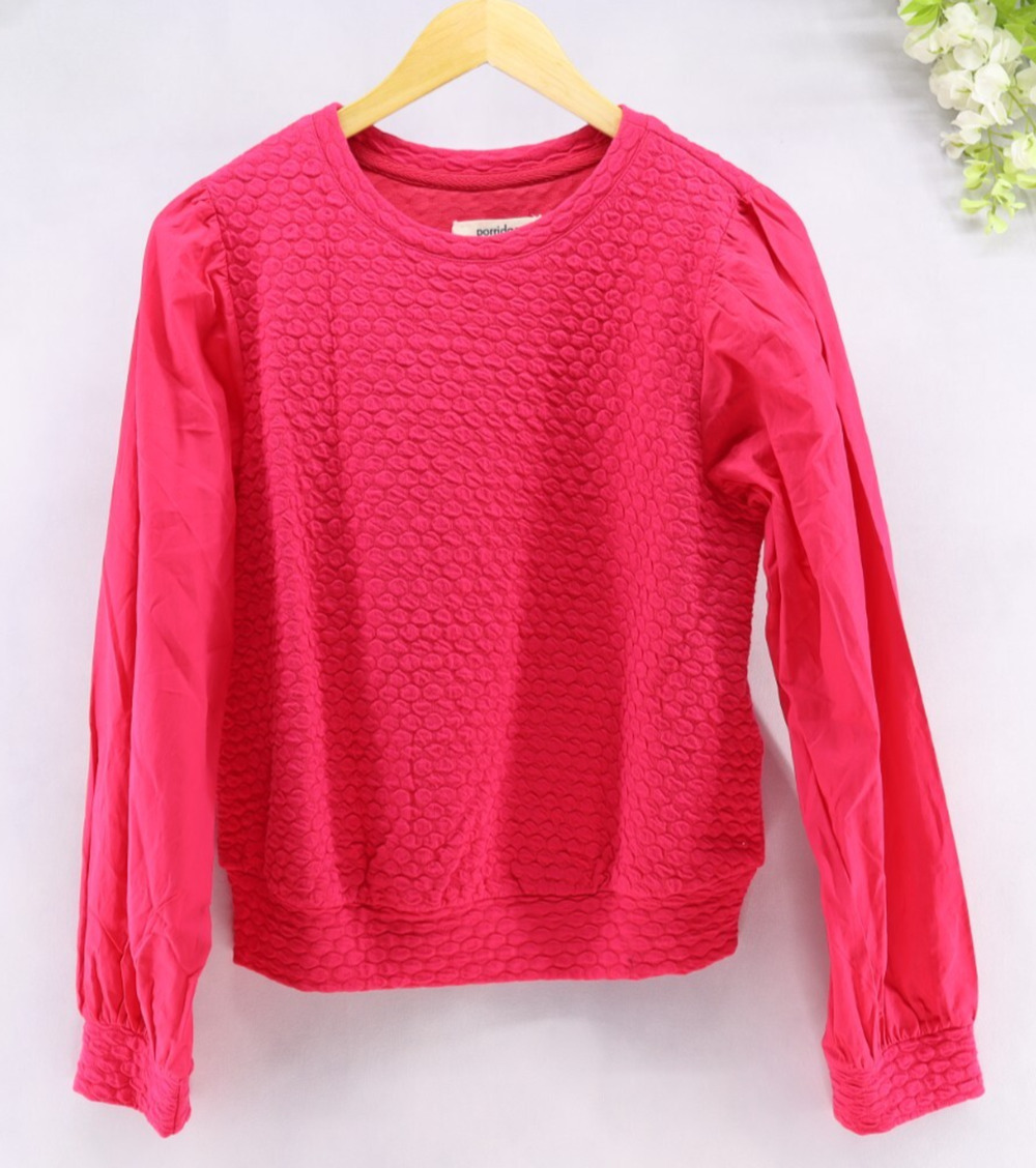 Anthropologie Sz XS Porridge Fuchsia Pink Textured Sweatshirt Long Sleeve Top
